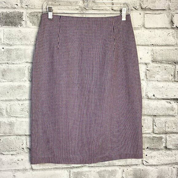 Vintage Geometric Houndstooth Knee Length Pencil Skirt - Picture 1 of 12